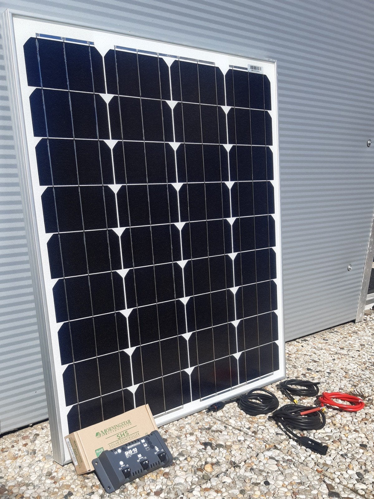 80watt zonnestroomset  met laadregelaar en aansluit kabels, Caravans en Kamperen, Camper-accessoires, Ophalen, Nieuw