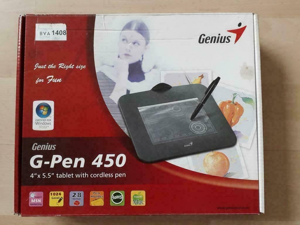 Genius G-pen 450 4"x5,5" tablet met draadloze pen, Ophalen of Verzenden, Zo goed als nieuw, Draadloos