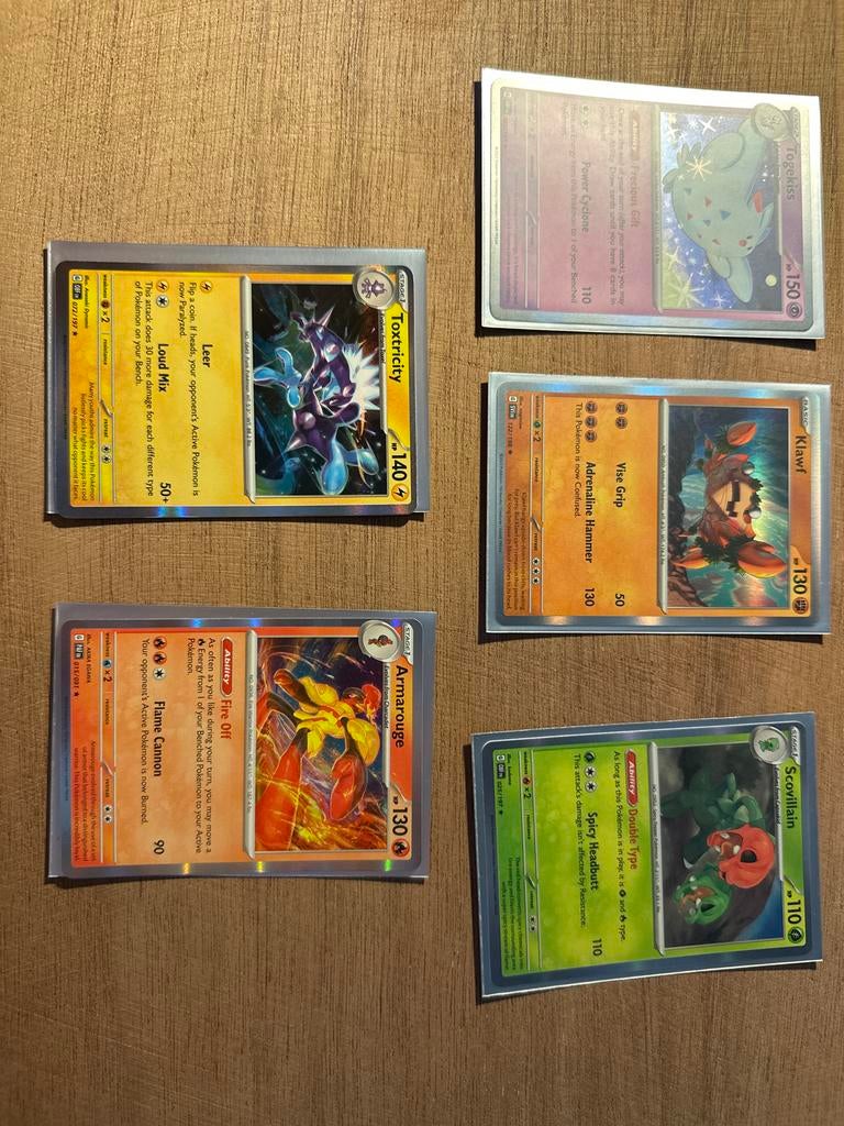 Zeldzame Holo Pokémon Kaarten - Toxtricity, Armarouge, Togek, Ophalen, Zo goed als nieuw