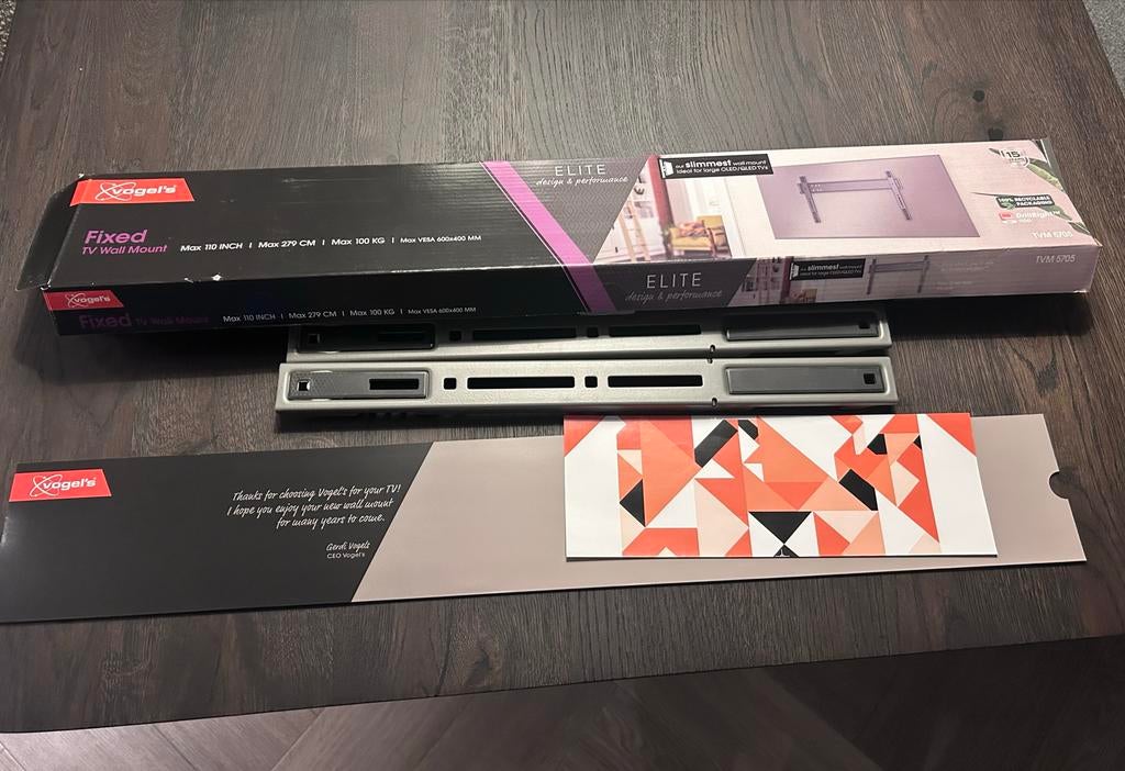Vogel's ELITE Vaste TV Muurbeugel - Max 110 inch/100 KG, Ophalen of Verzenden, Zo goed als nieuw