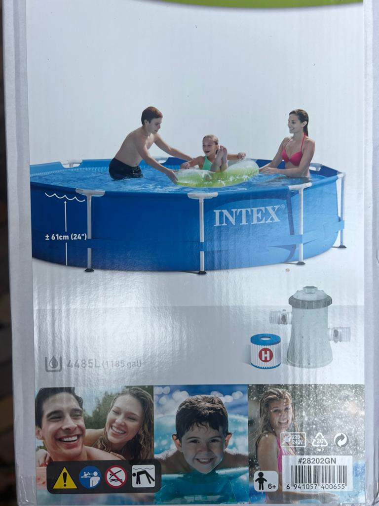 Intex Metal Frame Zwembad met Cartridge Filterpomp, Tuin en Terras, Zwembaden, Ophalen, Rond, Zo goed als nieuw, Opzetzwembad