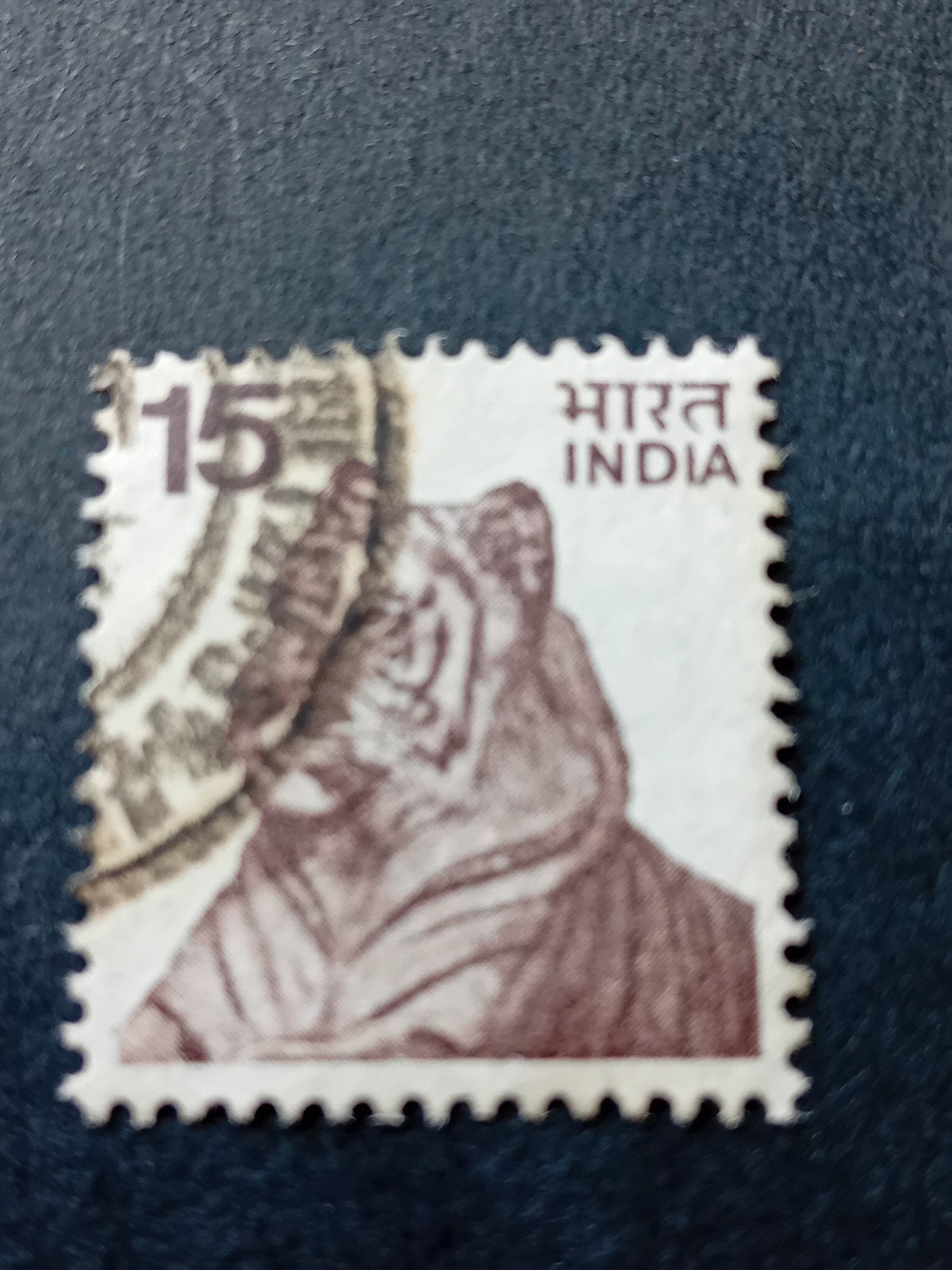 India postzegel 15 paise met tijger, Ophalen of Verzenden