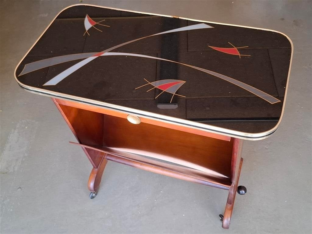 Bijzettafel / Sidetable '60s ( Retro/Vintage/Design ), Ophalen, Gebruikt, 50 tot 100 cm, Glas