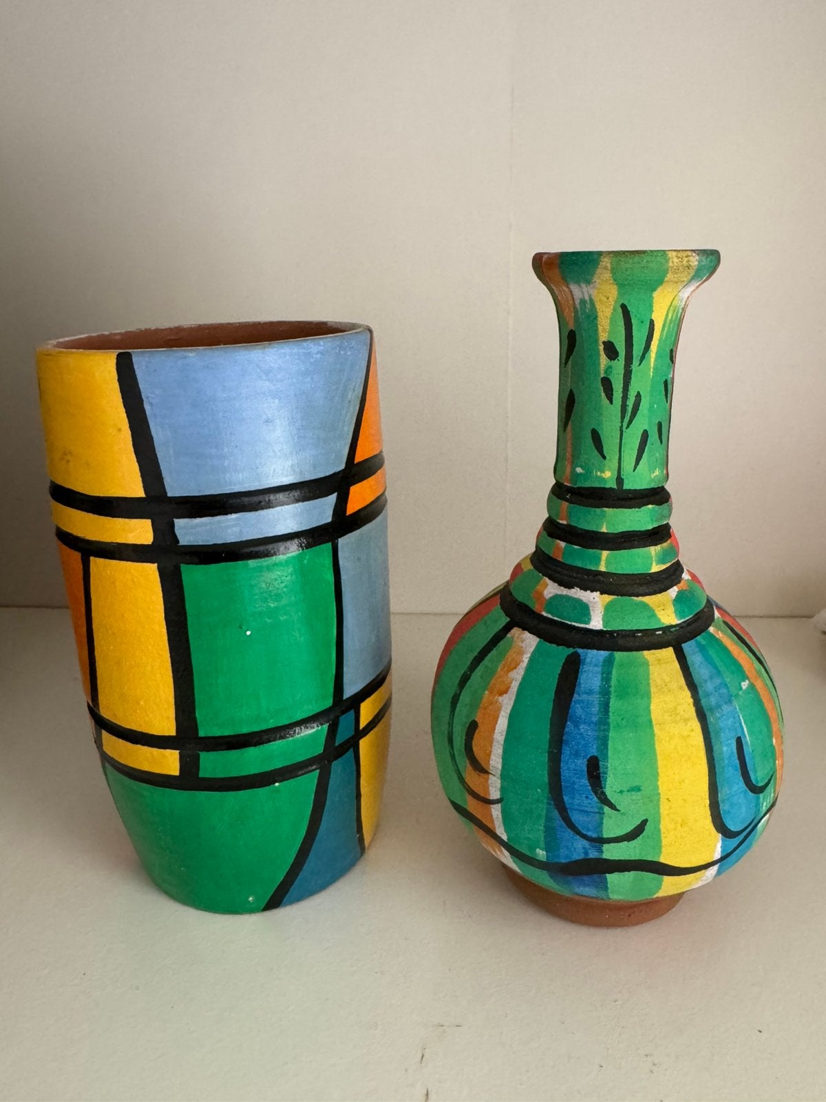 Set van 2 handgemaakte Cubaanse vazen – 18 cm hoog, Ophalen of Verzenden, Zo goed als nieuw