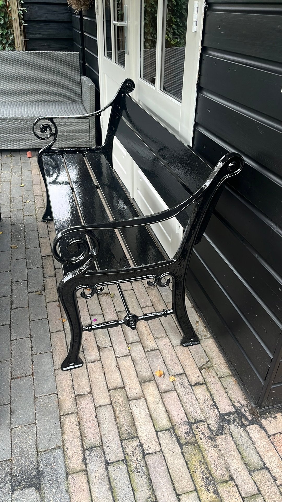 SUPER MOOI GIETIJZEREN BANKJE, Tuin en Terras, Ophalen, Nieuw, Hout