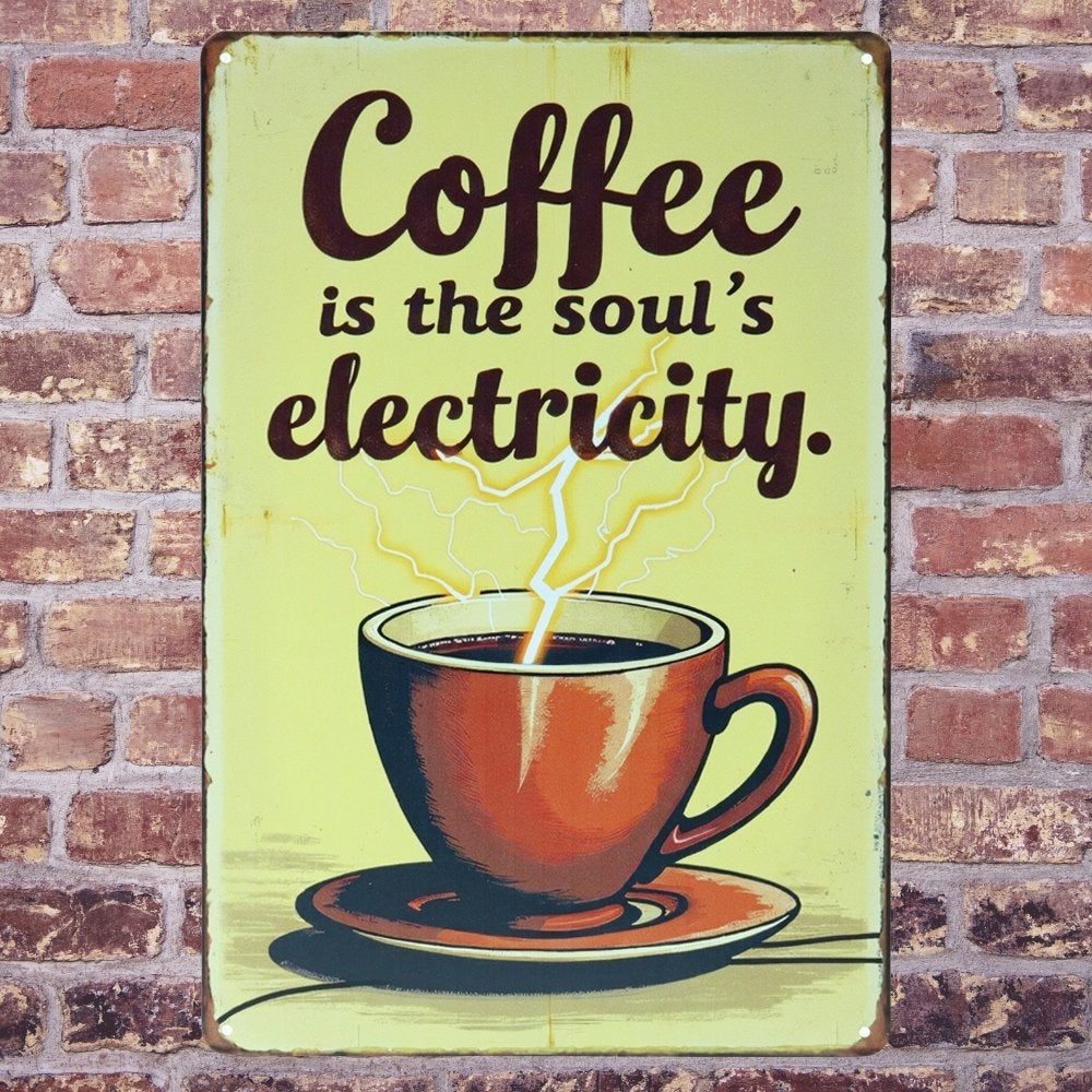 Koffie Metalen Borden - Tekstborden - 20x30cm - Wandbord, Metaal, Nieuw, Ophalen of Verzenden, 30 cm