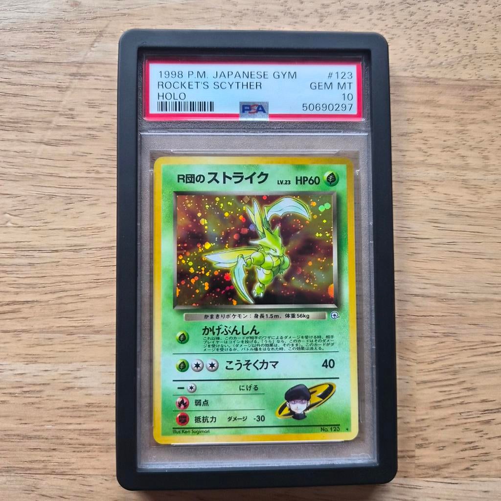 1998 Rocket's Scyther Holo PSA 10 Japans Gym #123, Verzenden, Nieuw, Losse kaart, Foil
