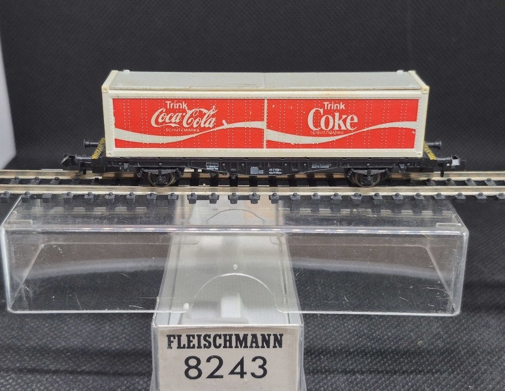 Fleischmann 8243 - containerwagen Lbs "Coca Cola" (16359), Gebruikt, Gelijkstroom, Fleischmann, Wagon