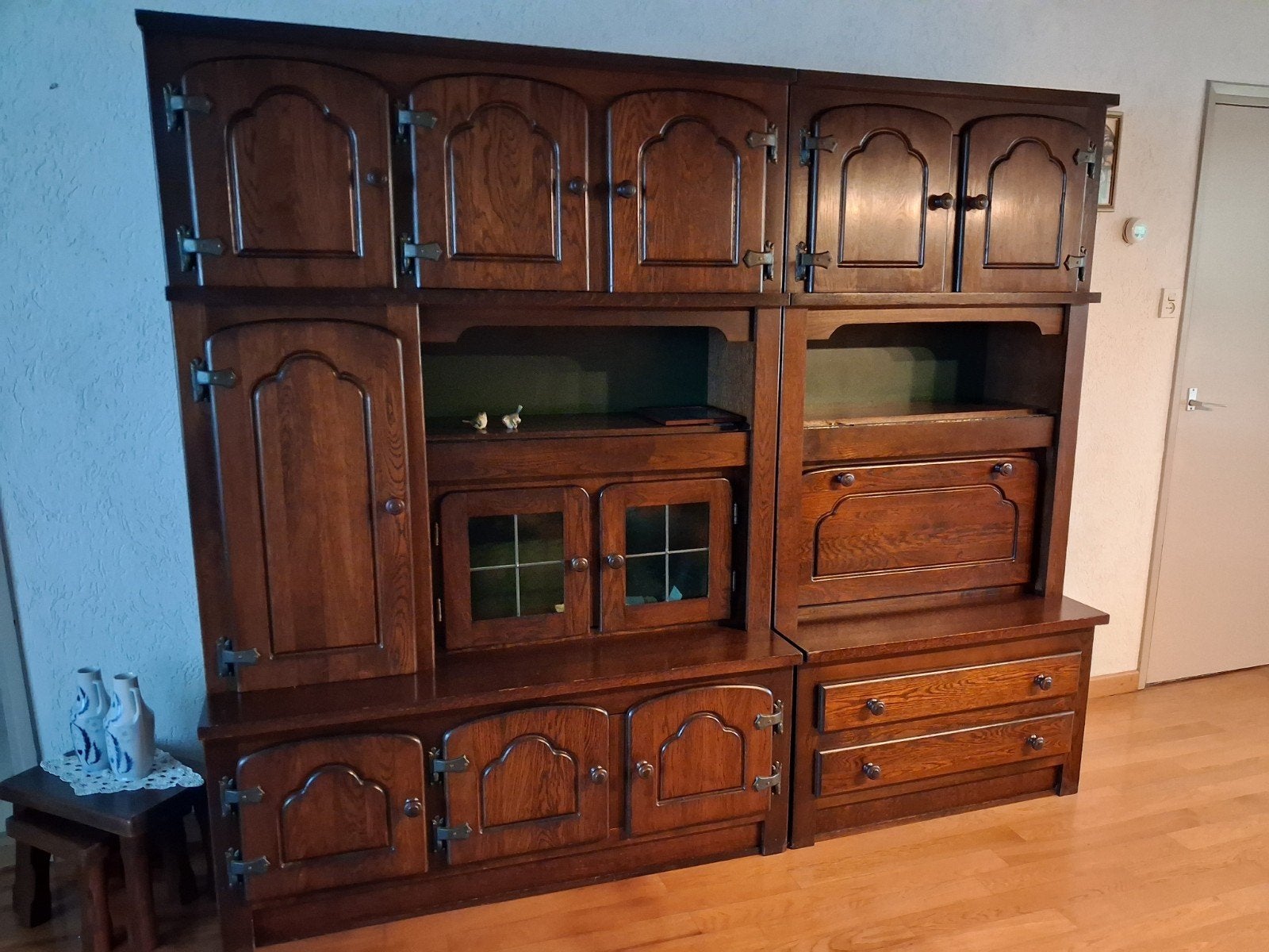 grote eikenhouten kast 2 delig, Huis en Inrichting, Kasten | Wandmeubels, Gebruikt, 200 cm of meer, 200 tot 250 cm, 25 tot 50 cm