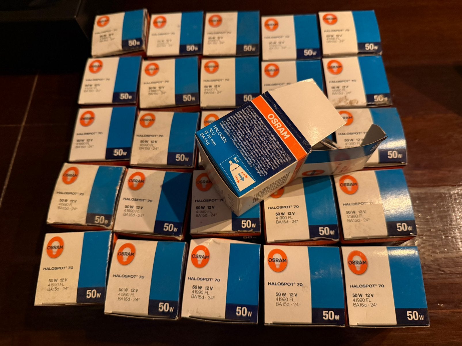 26x Osram Halospot 70 - 50W 12V 41990 BA15d NIEUW, 30 tot 60 watt, Osram, Dimbaar, Nieuw