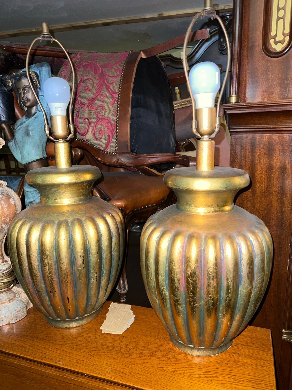 Set van 2 Vintage Gouden Tafellampen. MAGAZIJN OPRUIMING, Ophalen