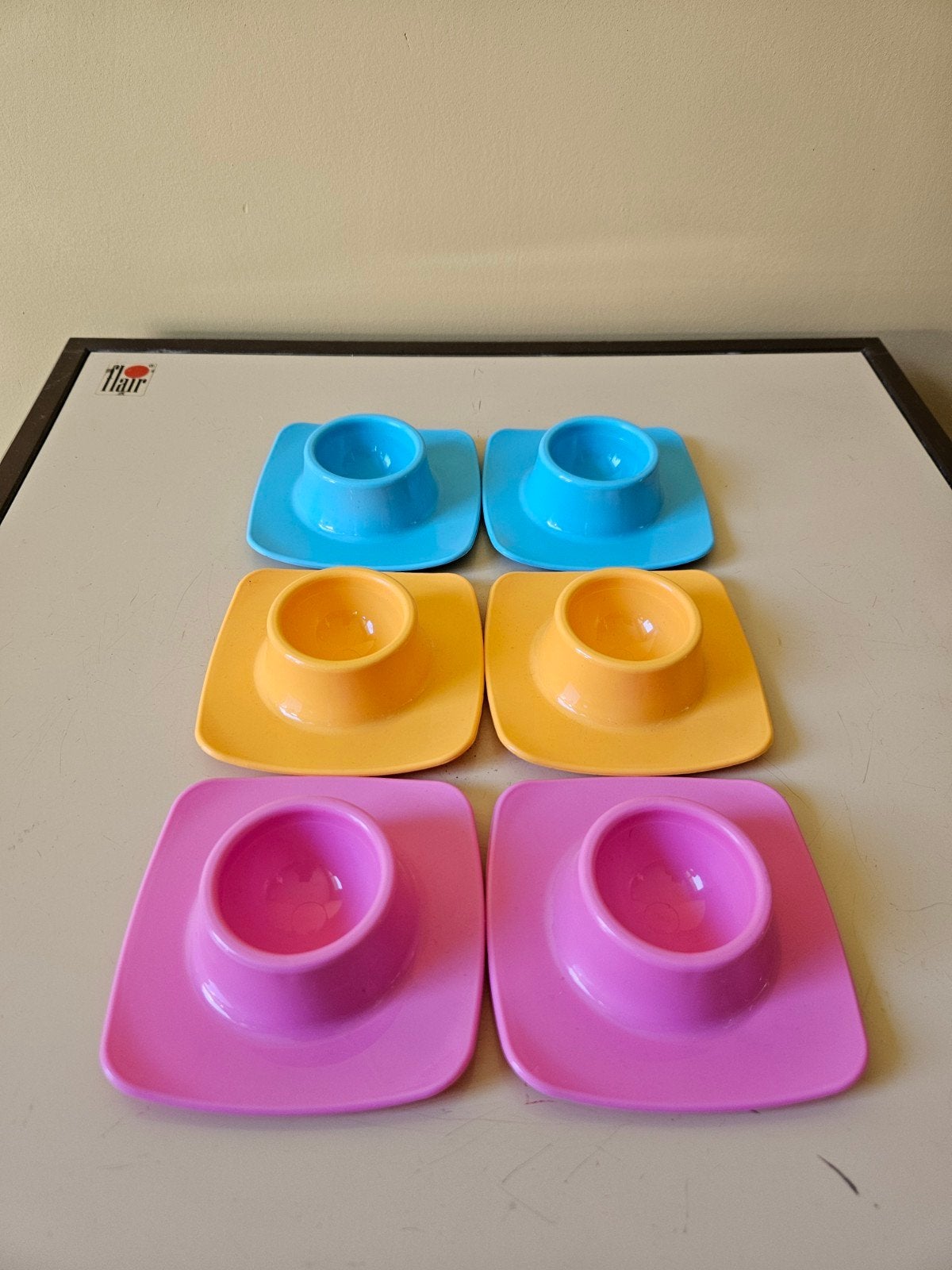 Space Age Eierdopjes - Set van 6 in vrolijke kleuren, Kunststof, Gebruikt, Overige typen, Vintage