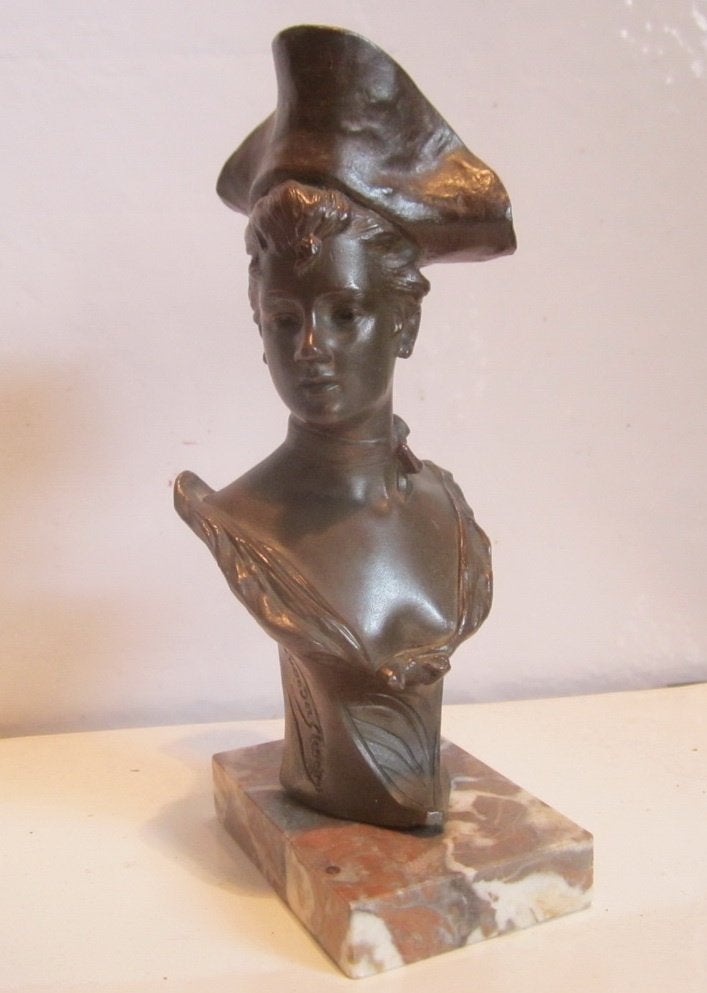 Art nouveau brons buste G Van Der Straeten, brons ca 1900, Verzenden, Brons, Buste