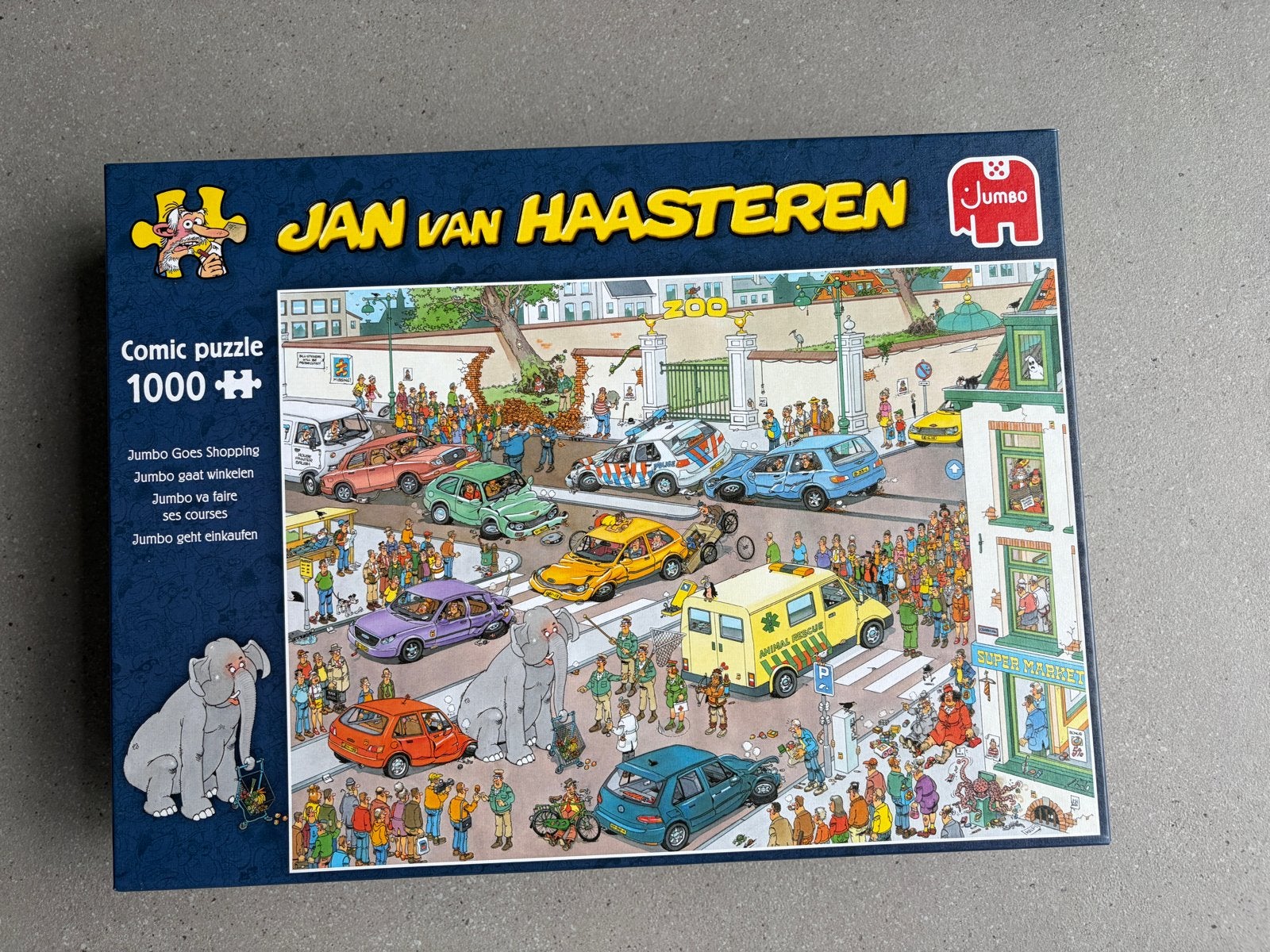 Jan van Haasteren Comic Puzzel 1000 st - Jumbo Goes Shopping, Ophalen, 500 t/m 1500 stukjes, Zo goed als nieuw, Legpuzzel