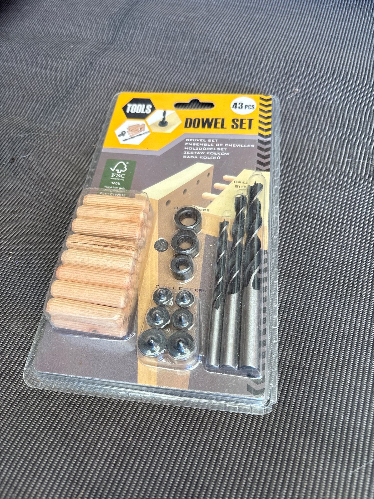Dowel Set - 43-delige deuvelset met boren, Doe-het-zelf en Verbouw, Gereedschap | Handgereedschap, Ophalen of Verzenden, Nieuw