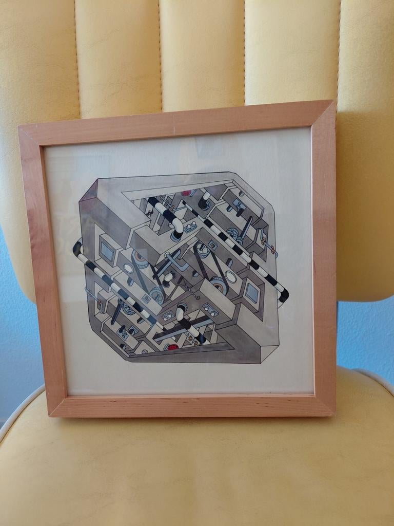 Tekening escher stijl 25x25, Ophalen of Verzenden