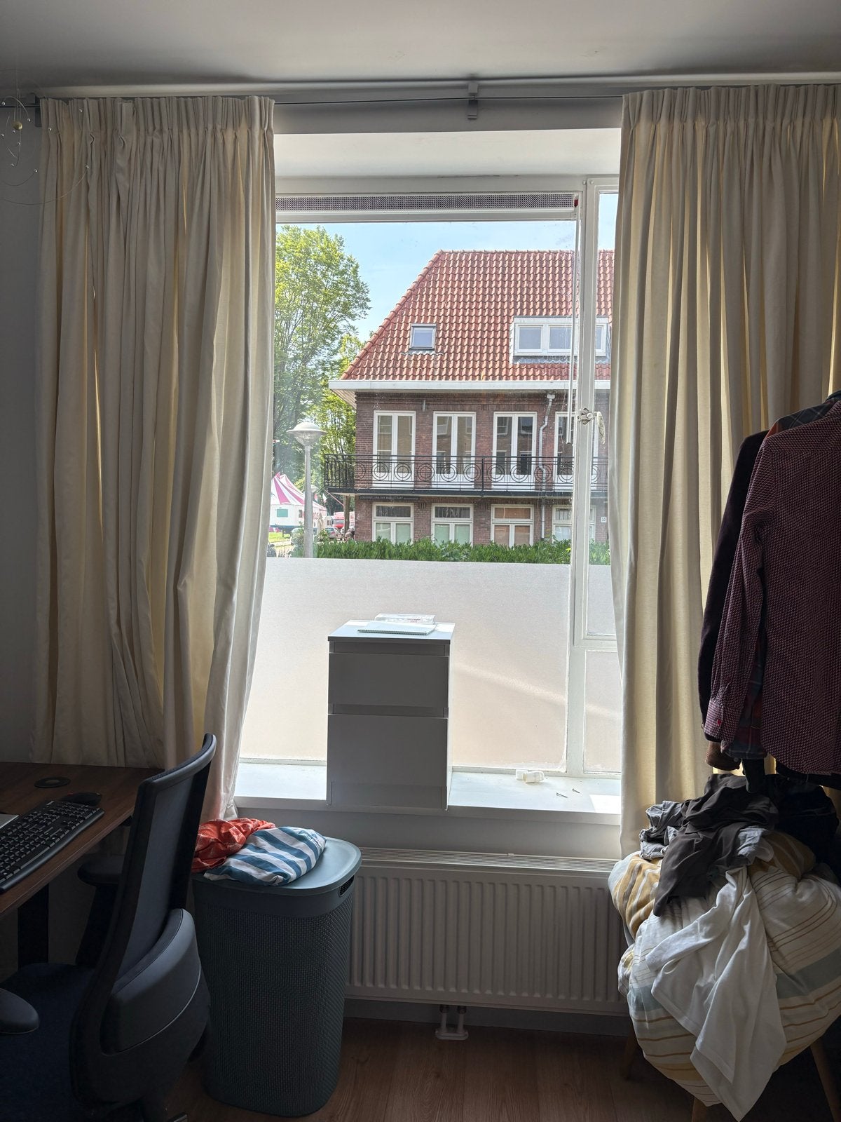 Lichtdoorlatende gordijnen, crème, 2 stuks, Ophalen, Gebruikt, Lichtdoorlatend, Gordijn