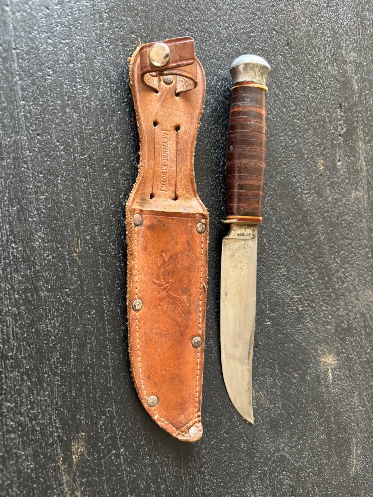 Vintage Monarch Solingen Germany jachtmes mes knife, ., Overige soorten, Ophalen of Verzenden, Monarch solingen germany