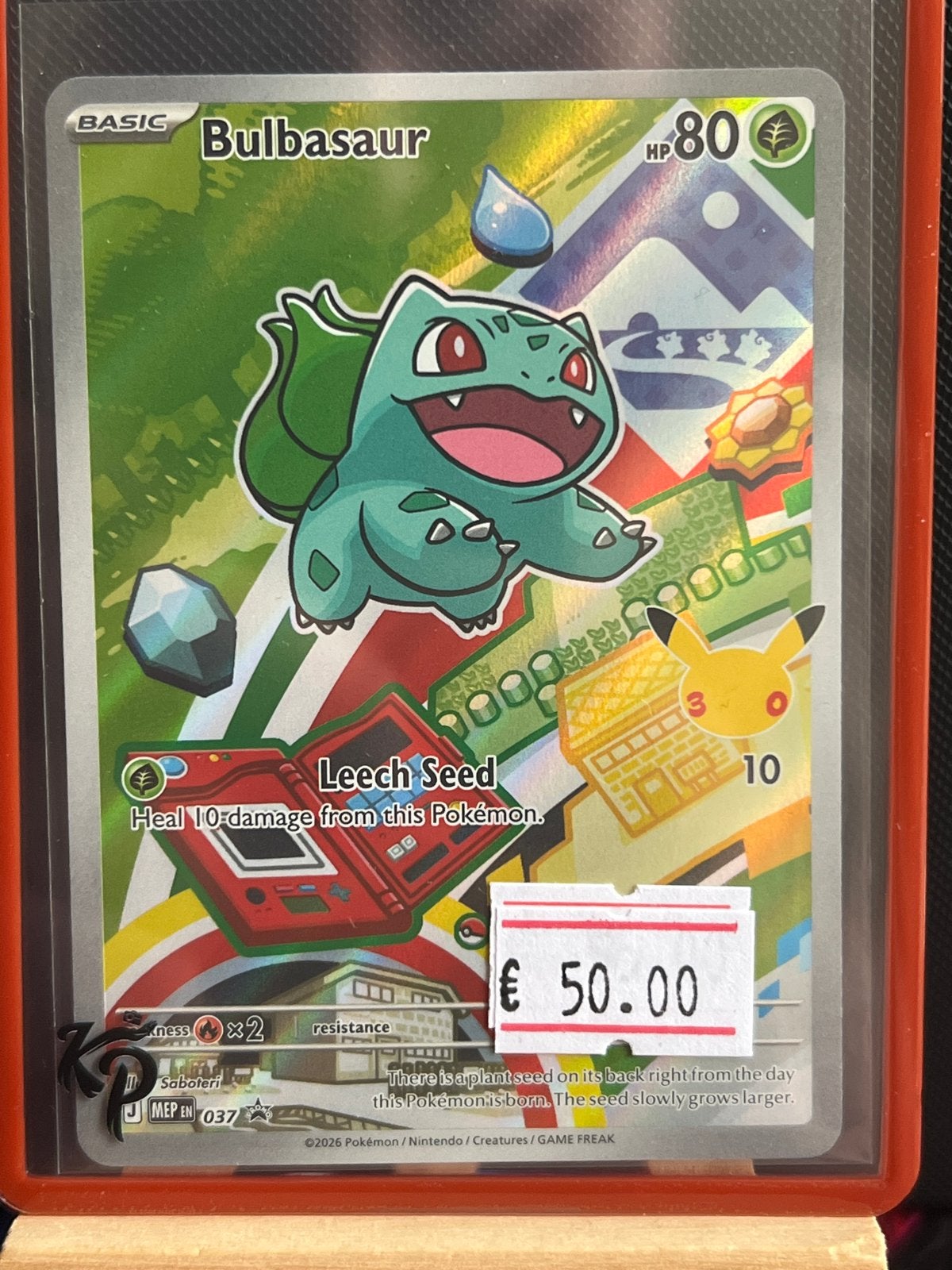 Bulbasaur Pokémon Kaart - JMEP EN 037, Ophalen of Verzenden, Zo goed als nieuw, Losse kaart