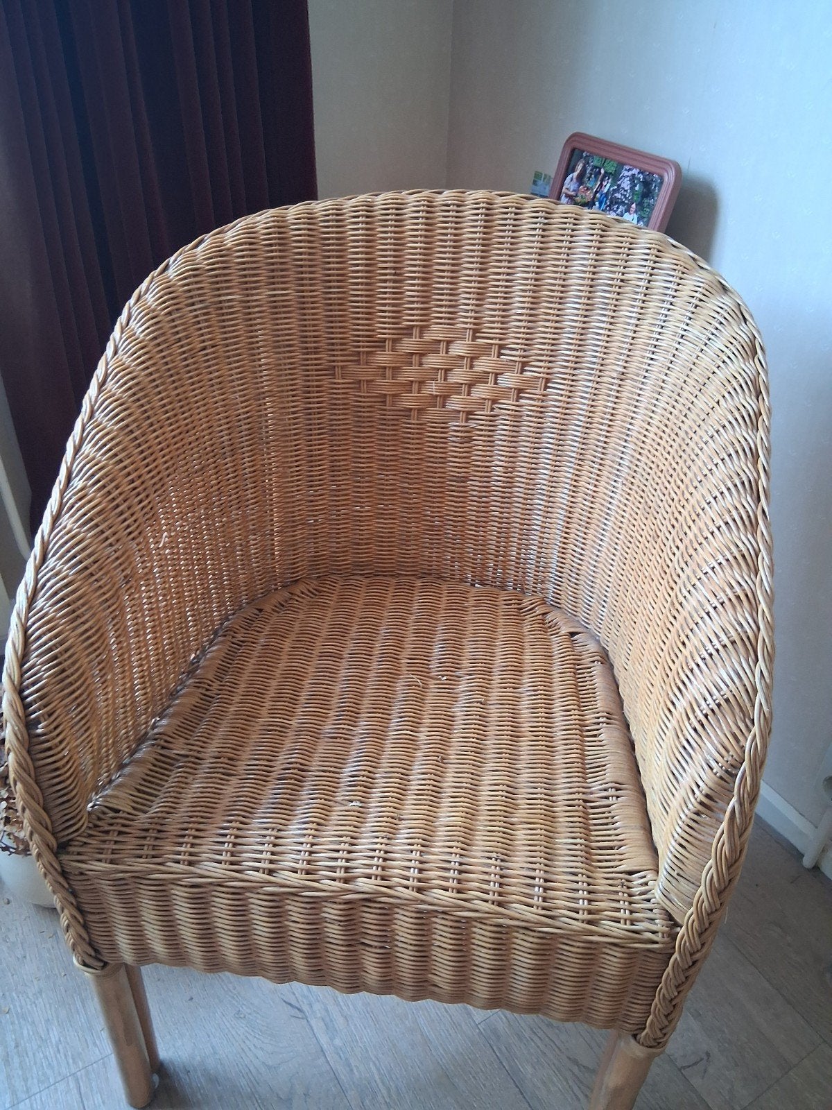 Rotan fauteuil, rieten stoel, Huis en Inrichting, Stoelen, Gebruikt, Overige kleuren, Riet of Rotan, Eén