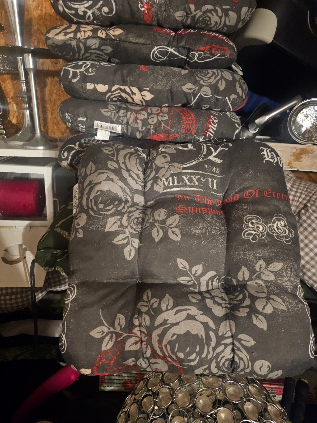 6 nieuwe tuinkussens met rozenprint, Ophalen, Meerkleurig, Vierkant, Nieuw