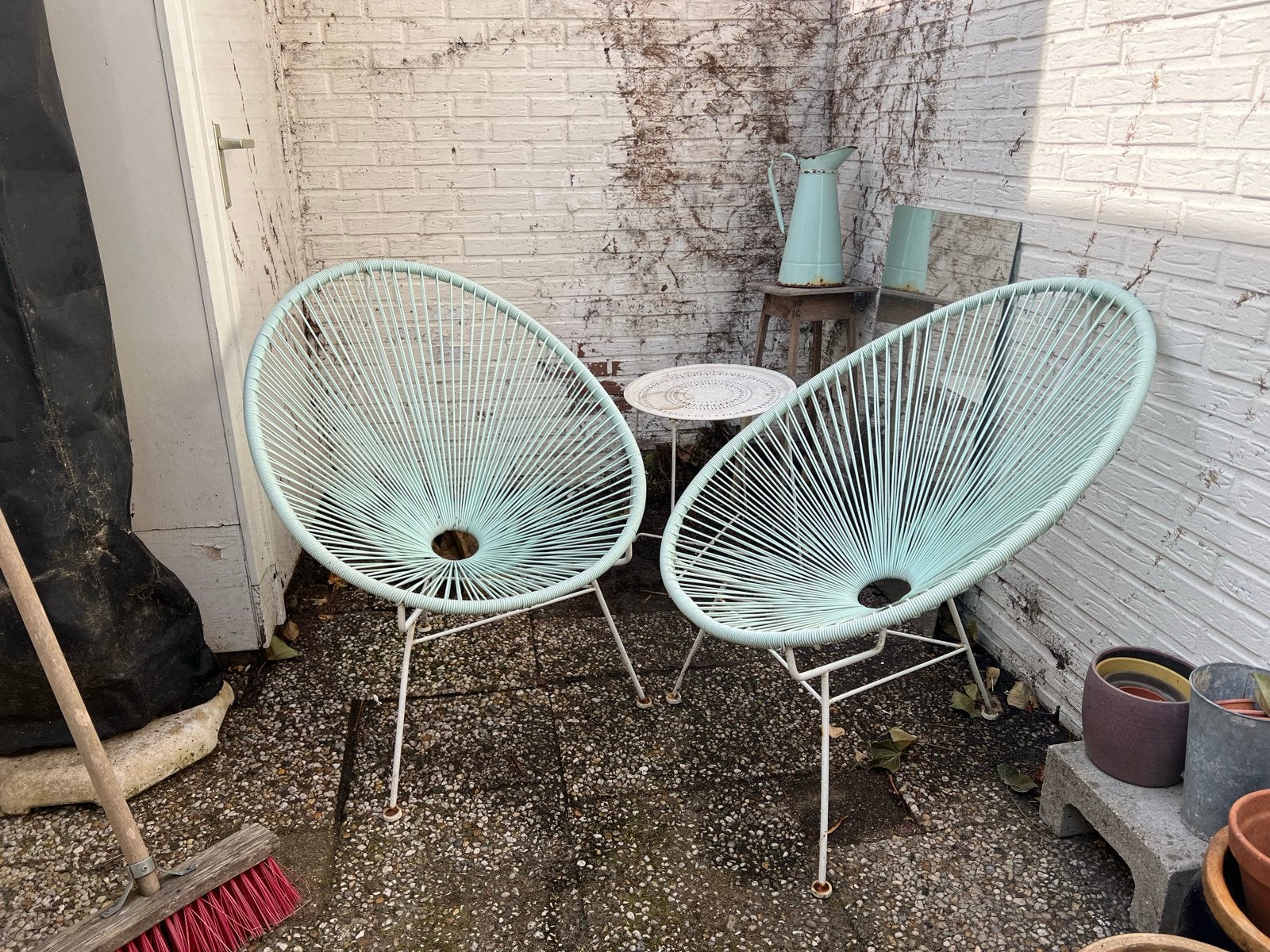 Set van 2 Acapulco stoelen - lichtblauw, Tuin en Terras, Ophalen, Gebruikt, Plastic