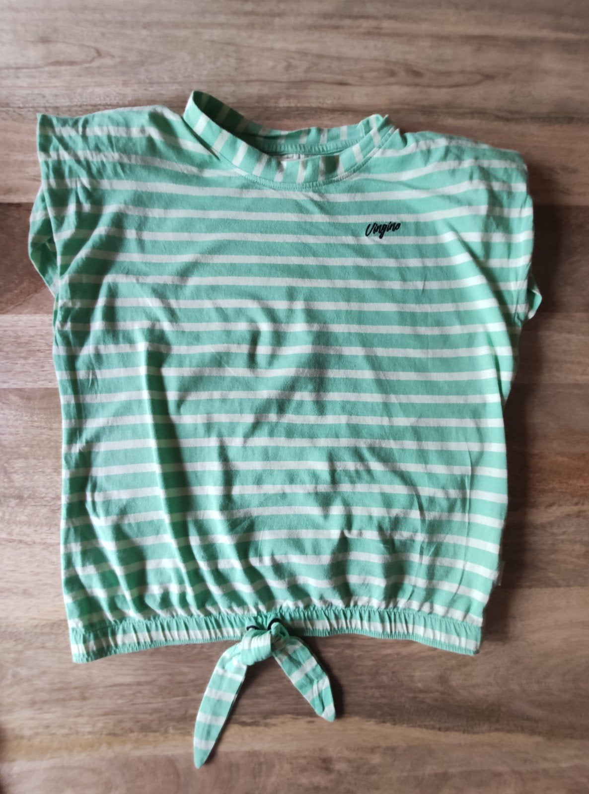 Vingino Groen Gestreepte Top met Schoudervulling, Gebruikt, Meisje, Ophalen of Verzenden, Vingino