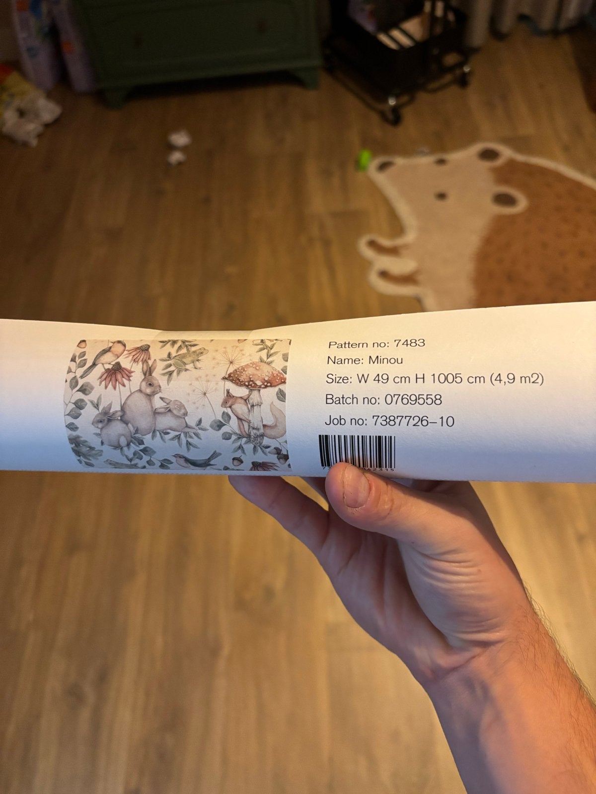 Nieuw behangrol 'Minou' - Bosdieren patroon, 4.9 m², Overige typen, Natuurlijk, Overige merken, Beige
