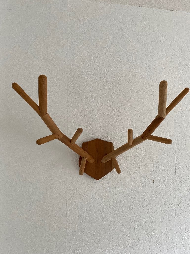 HK Living Kapstok Wanddecoratie herten gewei mahonie hout zg, Wandkapstok, Ophalen of Verzenden, Zo goed als nieuw, Minder dan 100 cm
