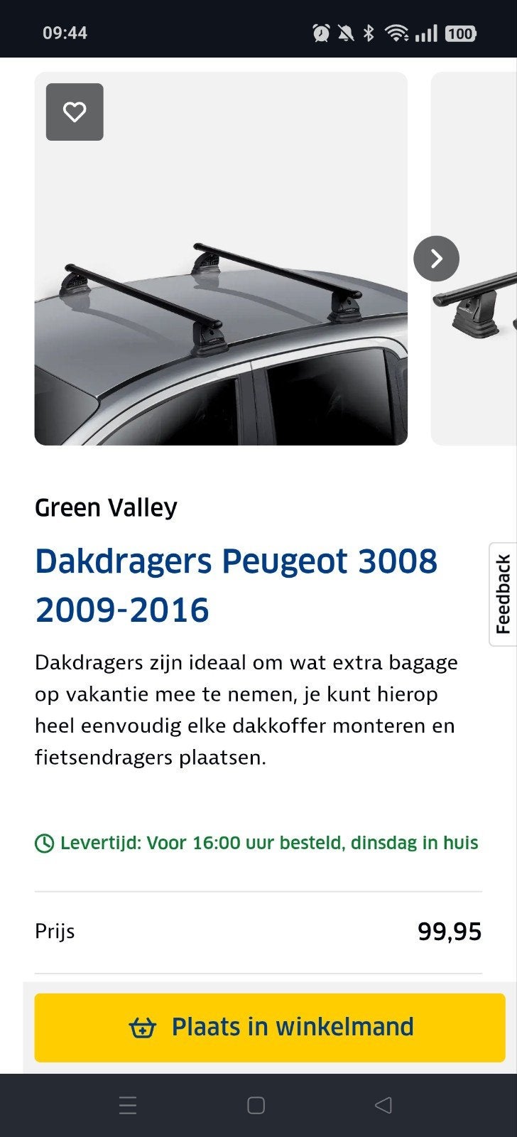 Dakdragers Peugeot 3008 (2009-2016) - Zo goed als nieuw, Ophalen, Nieuw