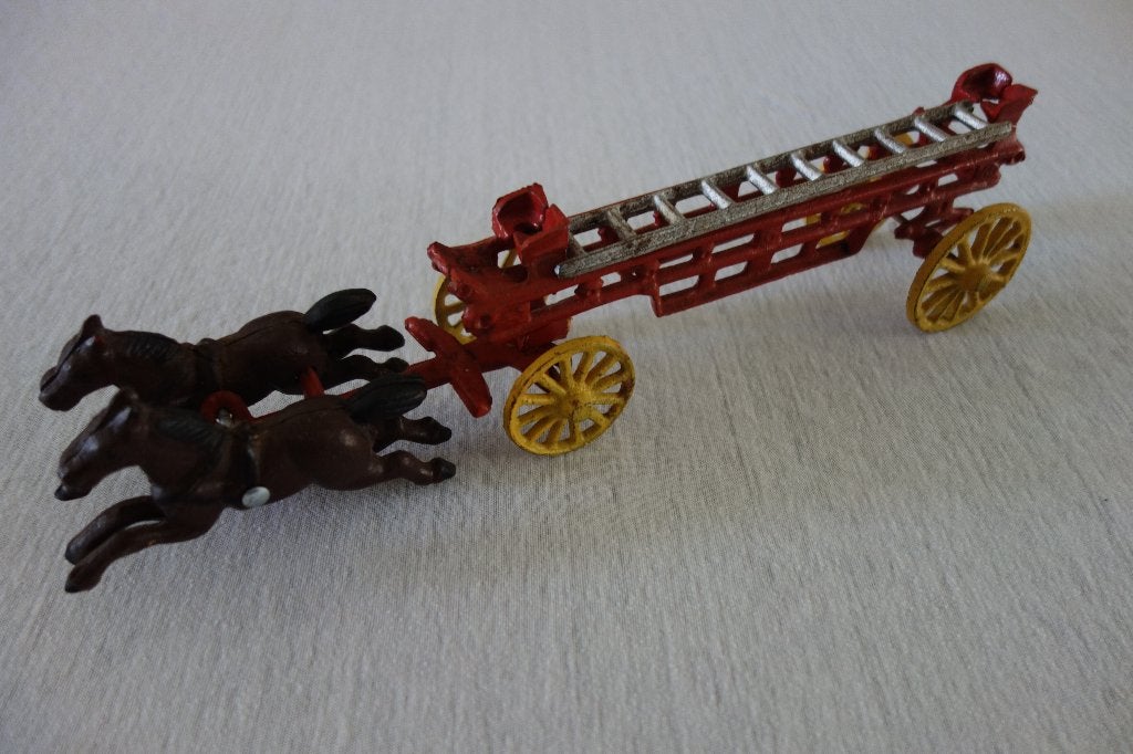 Brandweerwagen 2 span paarden antiek, Antiek en Kunst, Antiek | Speelgoed, Ophalen of Verzenden
