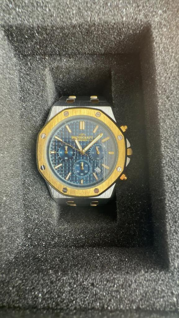 Rotorcraft Horloge - Zilver/Goud met Blauwe Wijzerplaat, Staal, Polshorloge, Zo goed als nieuw, Ophalen