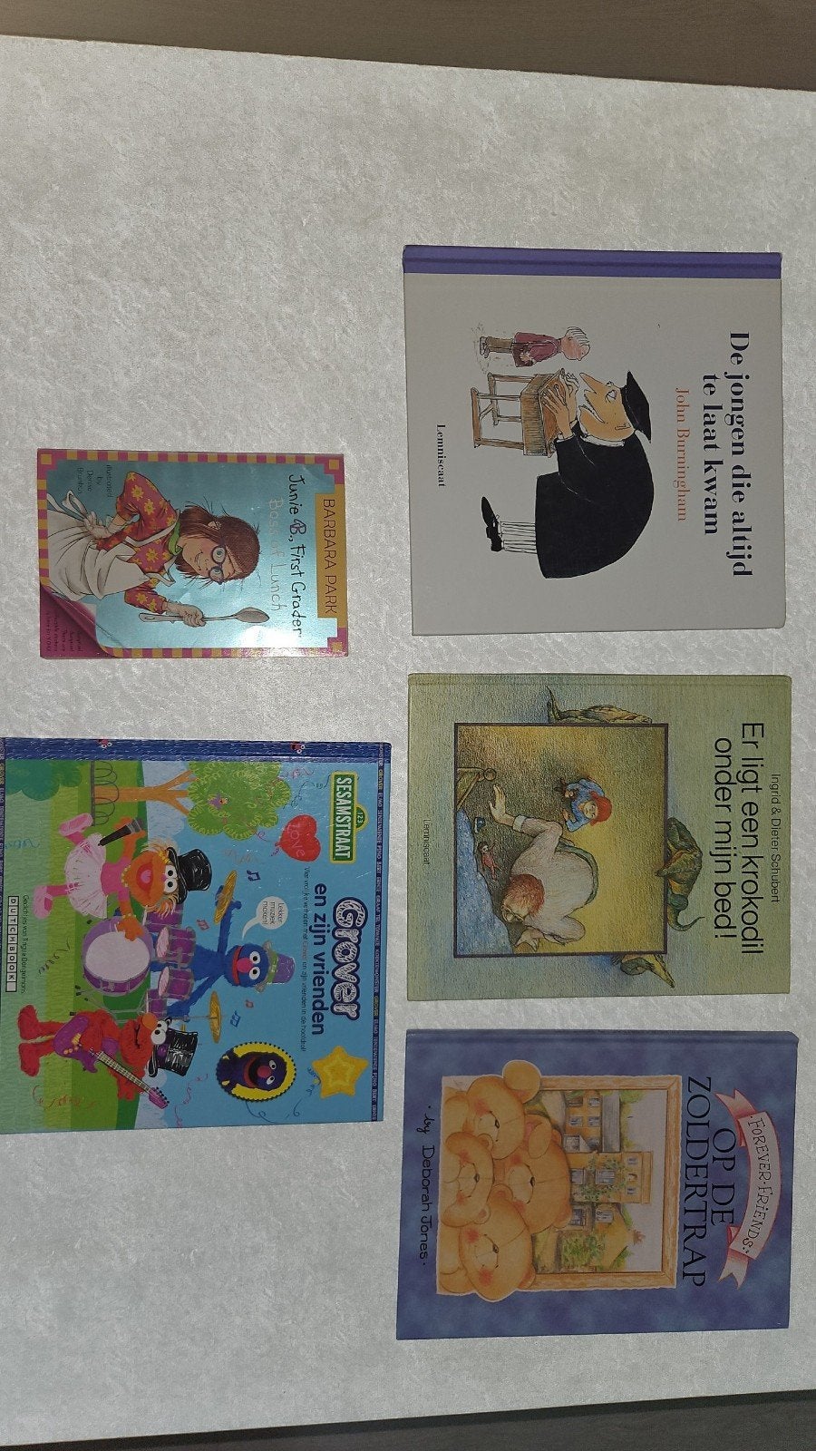 5 kinderboeken: Sesamstraat, Krokodil, Zoldertrap, Jongen, Ophalen of Verzenden, Zo goed als nieuw