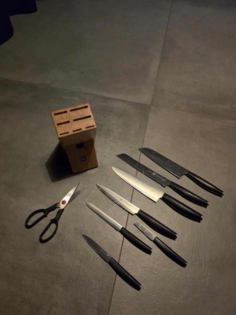 Zwilling messenset inclusief messenblok, Huis en Inrichting, Keuken | Bestek, Ophalen of Verzenden, Rvs of Chroom