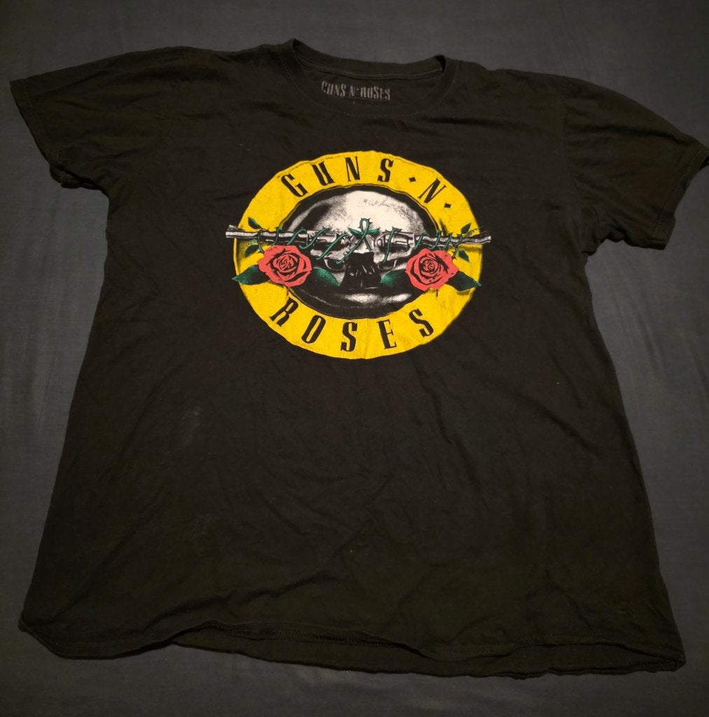 Vintage Guns N' Roses "GNR Was Here' " 1987 Tour T-Shirt, Ophalen, Zwart, Maat 42/44 (L), Zo goed als nieuw