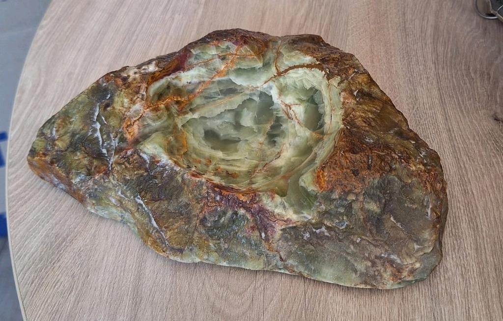 Decoratieve Mineraal Schaal - Groen Onyx Look, Ophalen of Verzenden