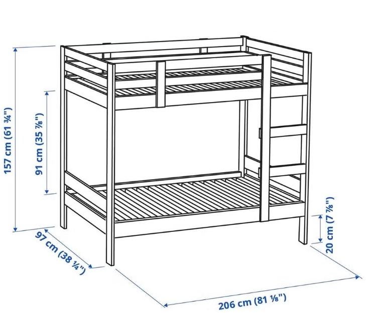 Stapelbed Mydal Ikea, Huis en Inrichting, Ophalen, 90 cm, Eenpersoons, Minder dan 160 cm