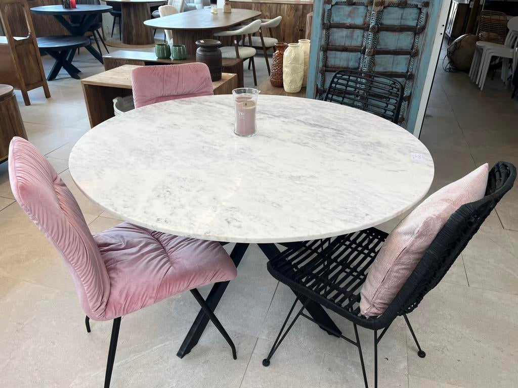 Magazijn leegverkoop ronde eettafel wit marmer matrix zwart, Nieuw, Ophalen of Verzenden, Info@wkhome.nl, Argonweg 20 Amersfoort