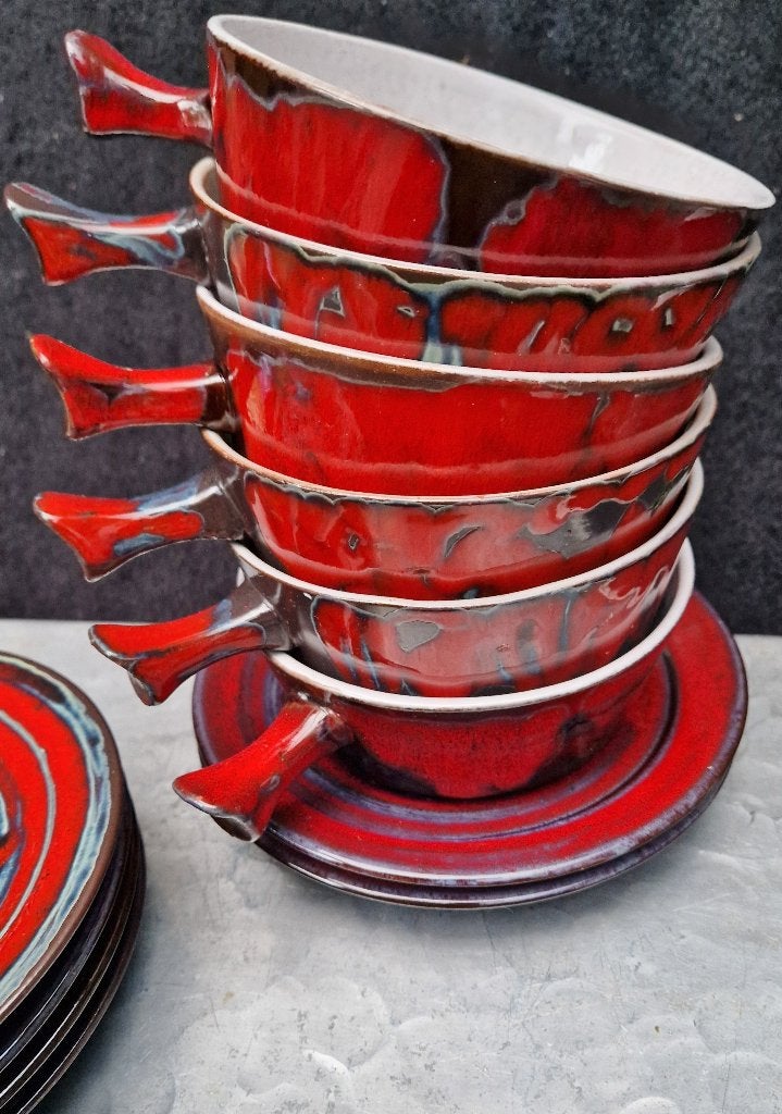 Zeldzaam fraai FAT LAVA servies keramist Jan van ERP, Ophalen of Verzenden