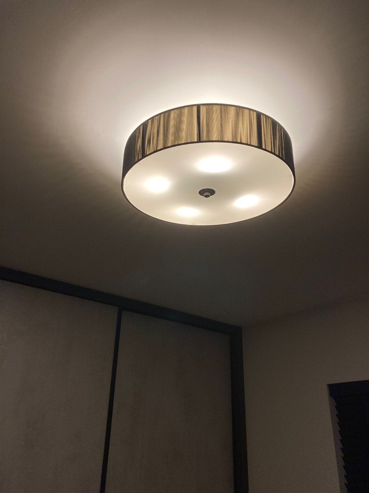 Plafondlamp / Plafonnière, Glas, E27 (groot), Zo goed als nieuw, 45 cm