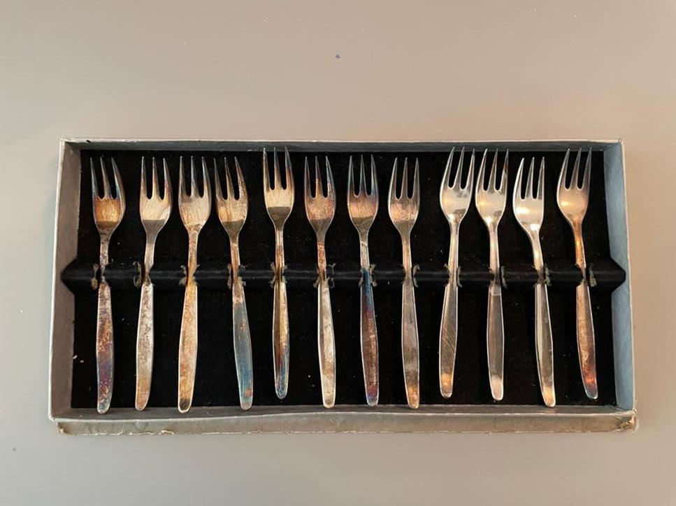Keltum Zilveren Gebaksvorkjes - 12 Stuks in Doos, Antiek en Kunst, Ophalen