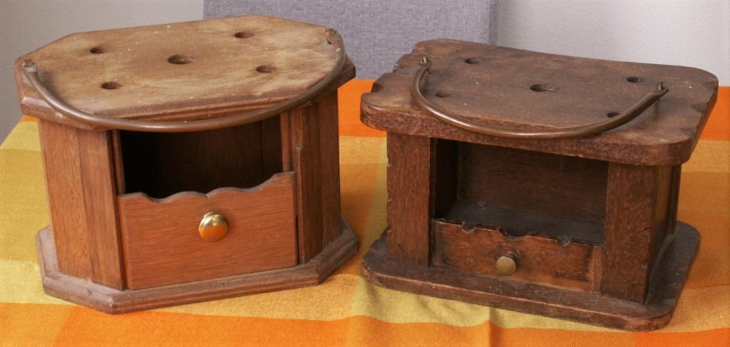 Vintage Houten Voetstoof 2 stuks met beugel voet stoof, Ophalen of Verzenden