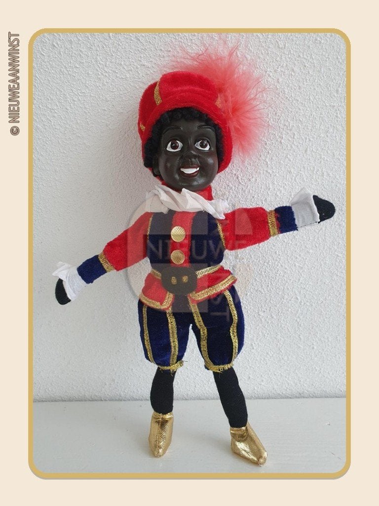 Nostalgische etalage Piet pop - rood/blauw - 20cm, Diversen, Verzenden, Zo goed als nieuw