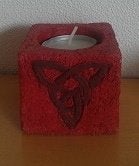 waxinelichthouder keramiek keltisch motief rood -theelicht, Ophalen, Nieuw
