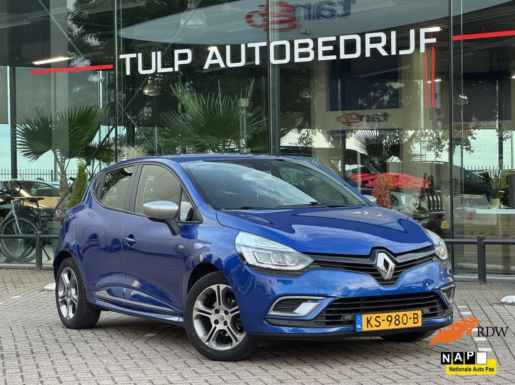 Renault Clio 1.2 TCe GT Line Sport Automaat 2016 Top staat, Stof, Gebruikt, Blauw, 49 €/maand