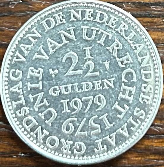 munt, 2,5 gulden, 1979. 1579 unie van utrecht, Ophalen, Koningin Beatrix, 2½ gulden, Losse munt
