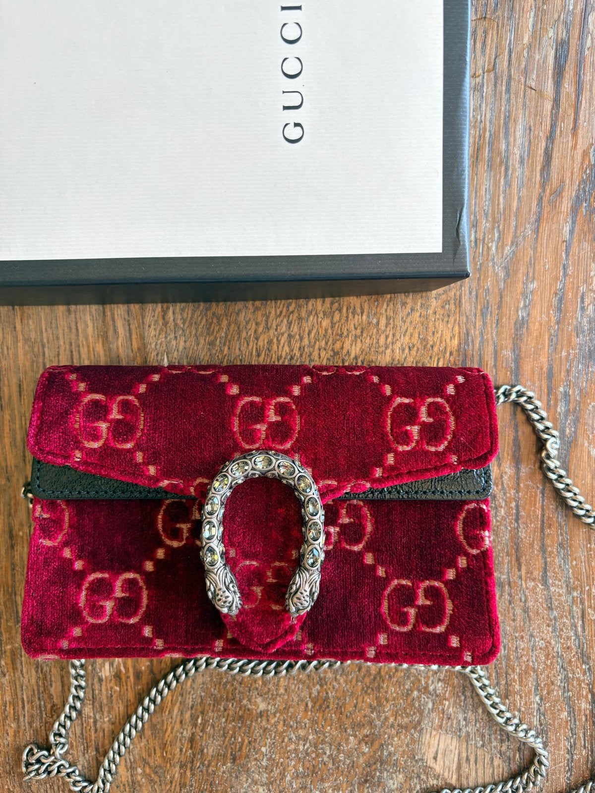 Gucci Dionysus Super Mini Tas - Fluweel Rood, Ophalen of Verzenden, Zo goed als nieuw, Rood, Avondtasje