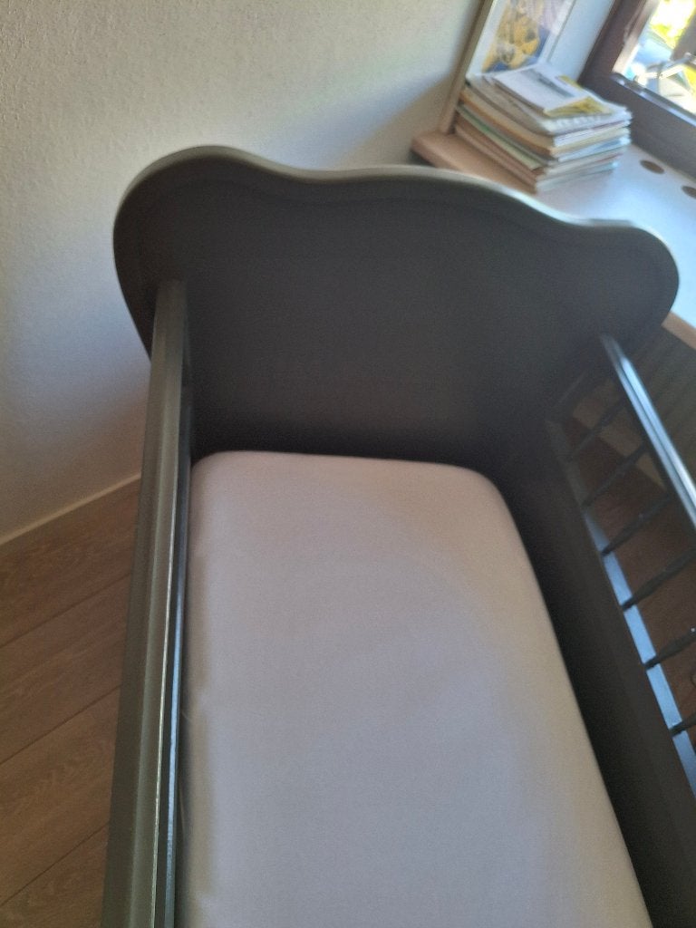 Baby/Kinderbedje + commode, Ophalen, Eenpersoons, Vintage, 190 cm of minder