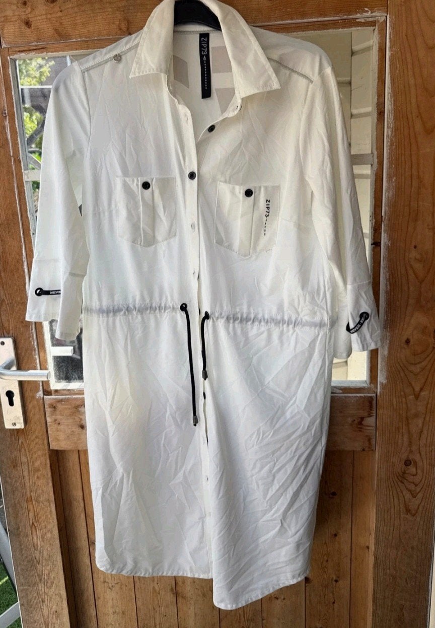Zip73 travelstof jurk, maat 42, zo goed als nieuw, Wit, Maat 42/44 (L), Zip73, Ophalen of Verzenden