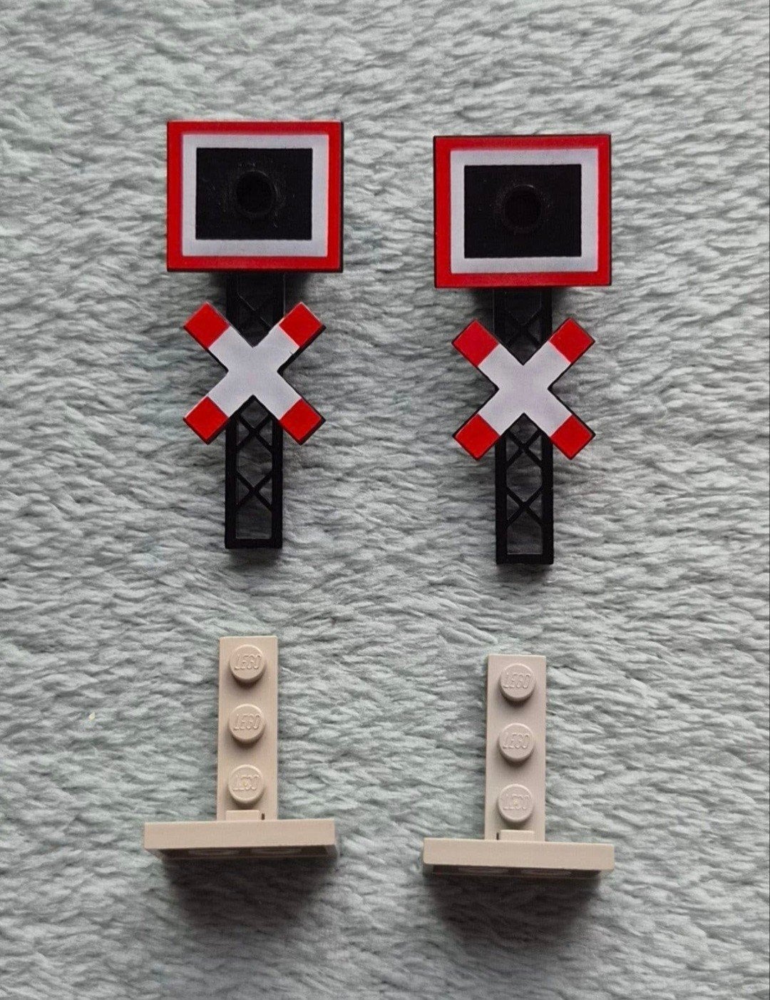 Lego trein grijze rails spoorweg overgang andreas kruis paal, Ophalen of Verzenden, Gebruikt, Losse stenen, Lego